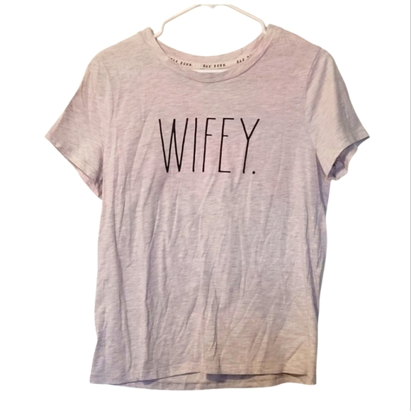 Rae Dunn Grey Short Sleeve Tee Wifey Print Size Medium - Picture 1 of 7